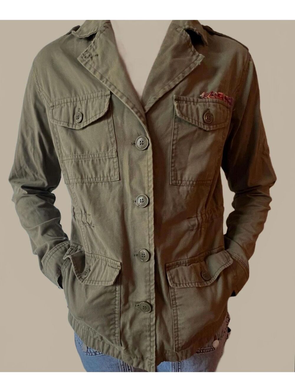 Billabong Utility Field Jacket Womens Grn Y2K Military Boho Utility Coastal S